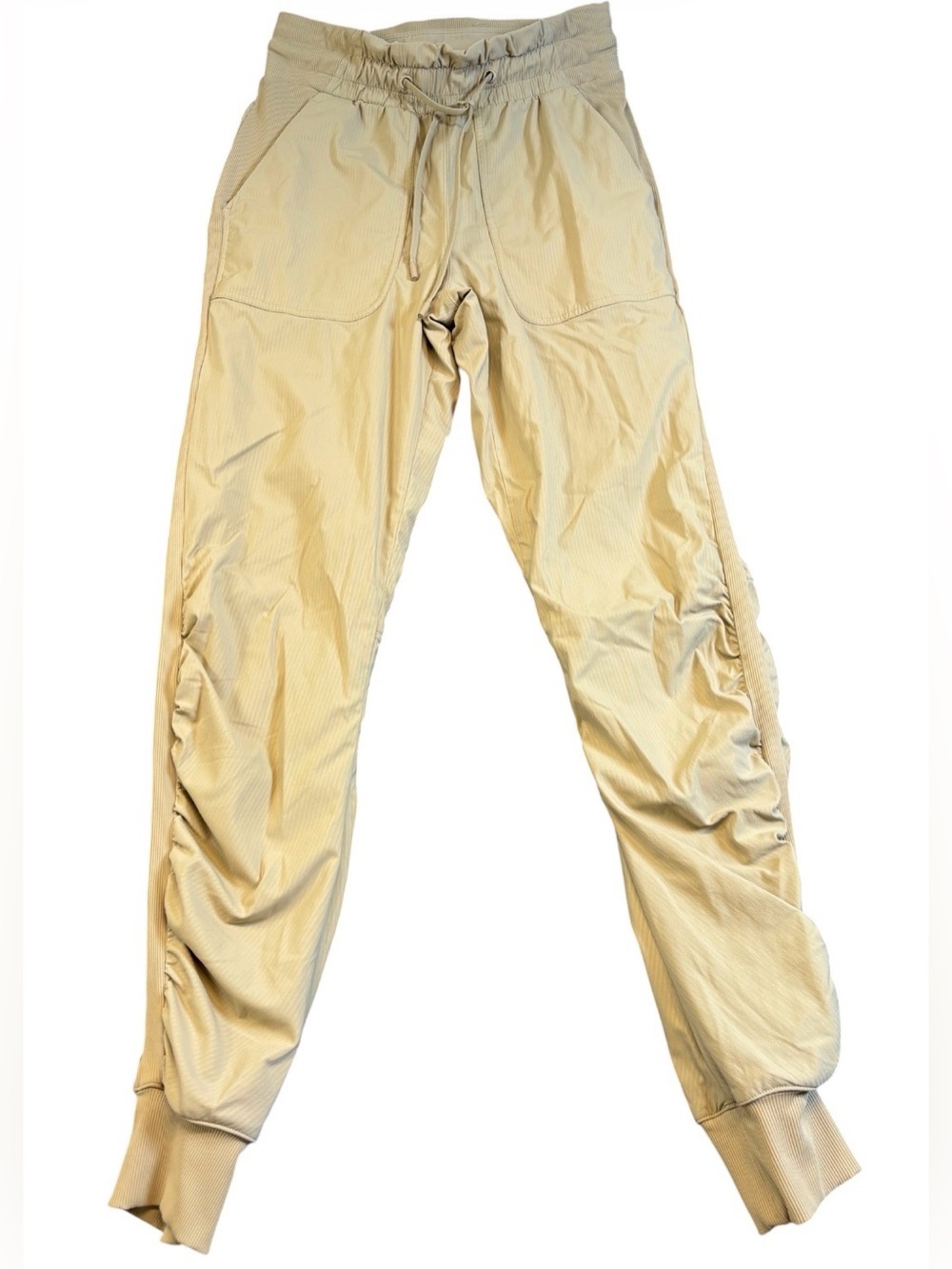 Lululemon Beyond The Studio Jogger Trench Beige Ruched High Rise Size 4 EUC